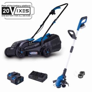Pack tondeuse  BC-MP320-X  32 cm + Coupe bordure  C-LT300-X  2 en 1 - SCHEPPACH 20V IXES + 2 batteries 4ah + chargeur
