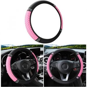 Couvre volant - Universel - Cuir brod&eacute; - 37-38 cm - Strass brillants