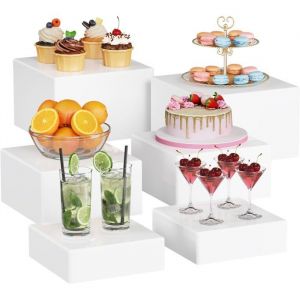 Presentoir Aperitif Buffet Lot de 6 (20/18/15 cm) Pr&eacute;sentoirs pour G&acirc;teaux en Plastique Desserts Objets de Collection Bijoux