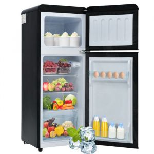 Réfrigérateur congélateur 92 litres 64L+28L Frigo avce deux portes 116 kWh/an -27 °C ~13 °C éclairage LED Noir Classe D