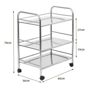 DESSERTE/BILLOT DE CUISINE 3 NIVEAUX EN ACIER INOX - 61*36*75cm