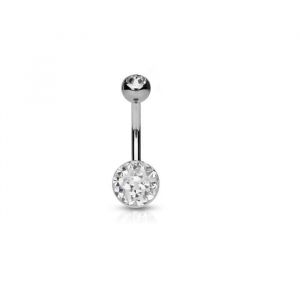 Piercing Nombril Cristal Autrichien R&eacute;confort Vitalit&eacute; Acier Chirurgical Inoxydable Anti Allergique MYLAN Blanc LOVEPIERCING