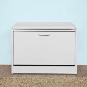 SoBuy Banc à Chaussures avec Abattant Coussin Confortable et Coffre Rangement Compact pour Entrée Couloir Dressing 60x24x47cm