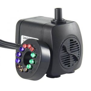 Pompe submersible RGB LED Mini pompe à eau de fontaine électrique avec 12 lumières LED et 2 buses pour aquarium Aquarium