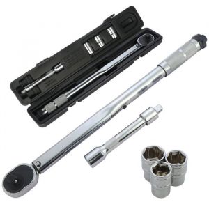 Cl&eacute; Dynamom&eacute;trique 1/2 28-210Nm avec 3 Douilles 17/19/21mm et 1 Rallonge Clef Dynamom&eacute;trique en Acier Vanadium