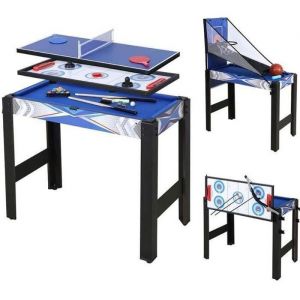 Table Multi Jeux 5 en 1 Table de Jeux pour Hockey Billard Basket Tennis de Table Arc 91.5 * 46 * 73cm