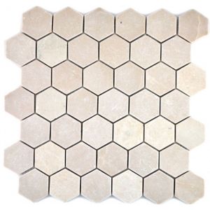 Marbre Mosa&iuml;que Carreau de pierre naturelle beige cr&egrave;me vanille Hexagone Carreau mural salle de bain - MOS42-1212