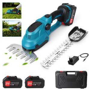 Taille-haie &agrave; batterie sans balais 21 V avec 2 batterie  taille-haie &eacute;lectrique  cisaille &agrave; gazon cisaille &agrave; gazon de jardin