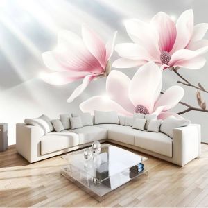 Rose Panoramique Murale Papier Peint Soie pour Salon Enfant Chambre Décoration Murale Poster Muraux 350x256 cm