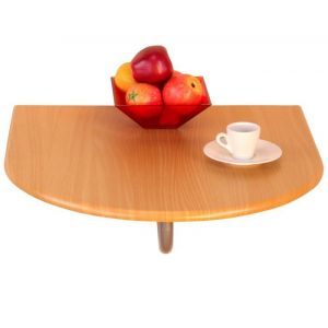 Table pliante murale - Décoshop26 - Demi-ronde - MDF hêtre - 2 places - 60 cm de largeur