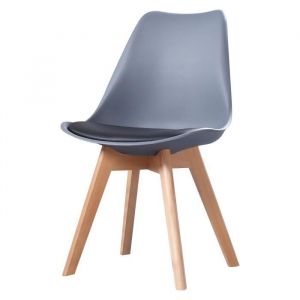 Chaise scandinave - Clara - Gris/Noir - Pieds en bois massif - Design moderne - 1 place