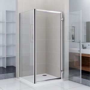 Cabine de douche - Chromé - 100x80cm - Verre Securit 6mm - Porte Pivotante - Hauteur 185cm