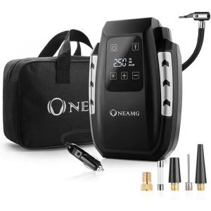 Compresseur &agrave; Air Portatif 12V Digital Portable 12V 120W Auto Gonfleur Pneus Voiture avec Lampe LED 3M C&acirc;ble (Argent)