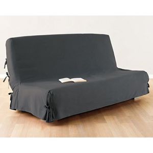 Housse de clic clac coloris Gris fonc&eacute; 100% coton - Dim : 140 X 200 cm