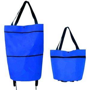 Sac de courses pliable avec roulettes Caddie sac &agrave; roulettes pliable r&eacute;utilisable multifonction sac fourre-tout de voyage -