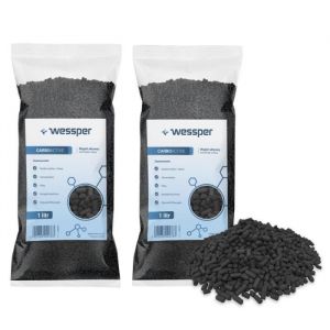 Wessper 2L Granulés De Charbon Actif pour Aquarium/Bassin/Approvisionnement en Eau, Charbon actif en granulés