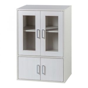 Iris Ohyama Meuble Bibliothèque de rangement Vaisselier Buffet -GKN-9060- Chêne Blanc - L24 x P29 x H90 cm