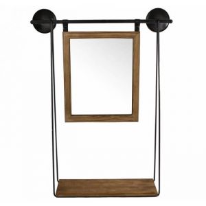 Miroir - LHERITIER DU TEMPS - Trumeau Rectangulaire - Bois et Métal Noir - 40x67cm - Vintage