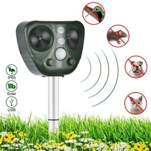 R&eacute;pulsif Chat Exterieur R&eacute;pulsif Chat Ultrason Solaire Ultrason Anti Chats Charge de Solaire USB R&eacute;pulsif Animaux 4 Modes