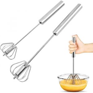 Fouet à Oeufs en Acier Inoxydable2pcs Fouets de Cuisine Fouet à Oeufs Manuel Semi-automatique Ensemble de Mélange de Fouet