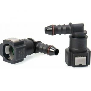 Lot de 2 Connecteur de Tuyau de Carburant de Voiture Raccord durite essence connecteur rapide 90 degrs plastique 7.89mm YYV