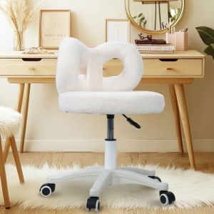 Tabouret de coiffeur - CREMLANK - Hauteur r&eacute;glable - Pivotant &agrave; 360&deg; - BLANC - 45X55-65CM - En velours doux