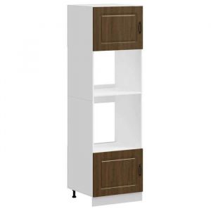 (SOLDE dété)Armoires de four/Colonne de cuisine - 2 pcs Lucca - Pieds réglable - chêne marron bois dingénierie Aspect