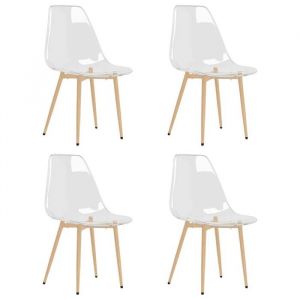 SALE 2025Lot de 4 Chaises de Salon/Restaurant/ Chaises &agrave; manger - Ensemble 4 pi&egrave;ces Moderne - Transparent PET Chill649008
