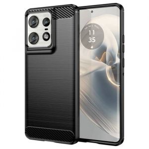 Coque pour Motorola Edge 50 Pro 5G - housse etui silicone gel carbone + film ecran - NOIR