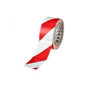 Ruban adh&eacute;sif PVC - SCOTCH - 767i - Rouge/Blanc - 508 mm x 33 m - Avertissement