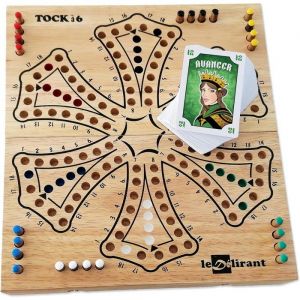 Jeu de Tock LEDELIRANT &agrave; 6 Joueurs - Plateau Pliable en Bois dH&eacute;v&eacute;a Massif