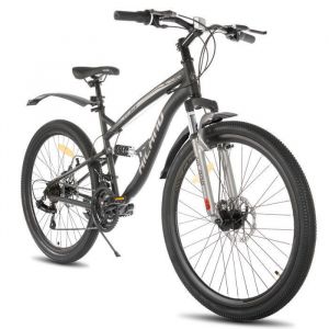 Hiland 26 pouces V&eacute;lo de montagne tout suspendu 21 vitesses v&eacute;lo de montagne pour hommes et femmes Freins &agrave; double disque，noir