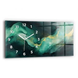 Decortapis Horloge murale en verre Horloge Rectangulaire 60x30cm Marbre vert