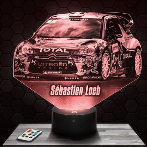 Lampe 3d _ S&eacute;bastien Loeb - Accessoire Figurine Cadeau S&eacute;bastien Loeb - Veilleuse Led Tactile avec socle au choix TOP
