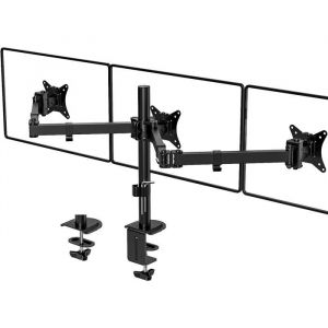 Support Ecran Pc 3 Pour 17-27 Pouces &Eacute;cran Plat&Incurv&eacute;Vesa 75X75 100X100 Support Triple Ecran7 Kg/BrasAupport 3 Ecran Pc Avec