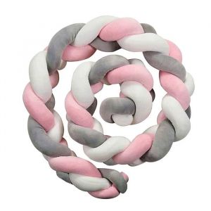 NUANJIA 3M Tour de Lit B&eacute;b&eacute; Coussin Serpent Tress&eacute; Pare-chocs Velours Berceau Pour les Nouveau-n&eacute;s lit Sommeil