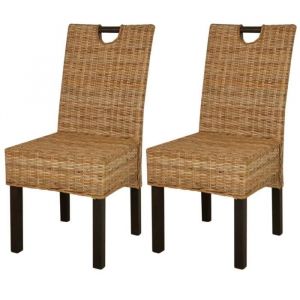 Chaise de salle à manger Design Moderne - Joli & Mode 7820 - Rotin Kubu - Bois de manguier