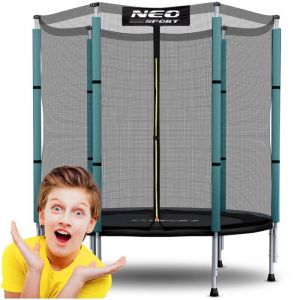 Trampoline de jardin pour enfants - Neo-Sport - 140 cm - Filet de s&eacute;curit&eacute; - 6 pieds - 6 poteaux - Fermeture &eacute;clair