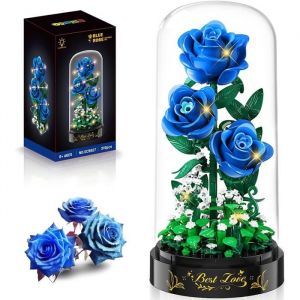 Ensemble De Construction Bouquet De Fleurs Avec Lumi&egrave;re Led &ndash; Kit De 319 Mini Blocs De Construction De Roses Avec Couverture Coll