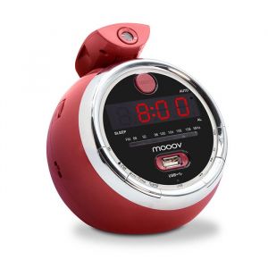 Radio-r&eacute;veil Cherry FM USB projection double alarme - rouge