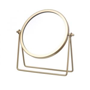 Miroir de maquillage rond rétro réglable à 360° pivotant cadre en métal petit miroir sur pied Label
