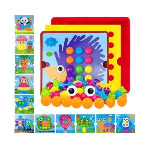 Mosaique Enfant Educatif  Loisir Creatif Enfant dapprentissage Précoce pour Les Garçon Filles 2 3 4 Ans - 12 Cartes et 46