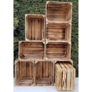 PYXIDAS Lot de 9 Caisses en bois pour le stockage lorganisation et la décoration intérieure effet brûlé
