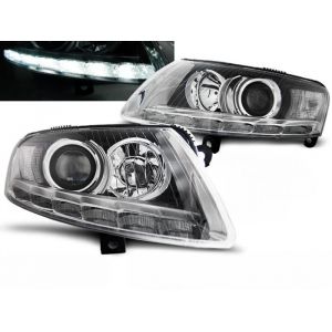 Paire de feux phares Audi A6 C6 de 2004 a 2008 xenon Daylight DRL led chrome-27361085