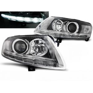 Paire de feux phares Audi A6 C6 04-08 xenon Daylight DRL led chrome-27361085