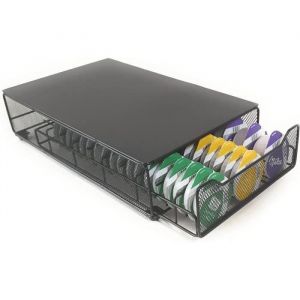 Godsale-Tiroir De Rangement Pour Dosettes Tassimo Capacit&eacute; 60 - Porte Capsules &agrave; Caf&eacute; 2 En 1 En M&eacute;tal Moderne - Support pour Pods 3