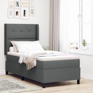 Lit coffre vidaXL avec matelas et LED gris foncé 90x190 cm en tissu 3343477