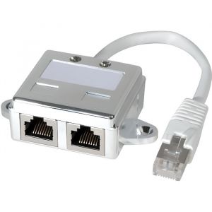 Doubleur pour t&eacute;l&eacute;phonie F/M/F RJ45 blind&eacute; STP avec cordon