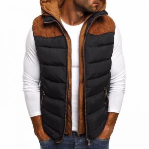 Doudoune HommeS-5XL Doudoune Sans Manches Homme Chaud à Double ZipDoudoune Homme Matelassée Sans Manche à Capuche-Noir