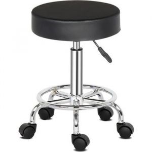 Tabouret de massage-Tabouret cosmétique avec roulette-hauteur réglable et pivoter à 360°-33 x 33 x 50-64.5cm-Noir